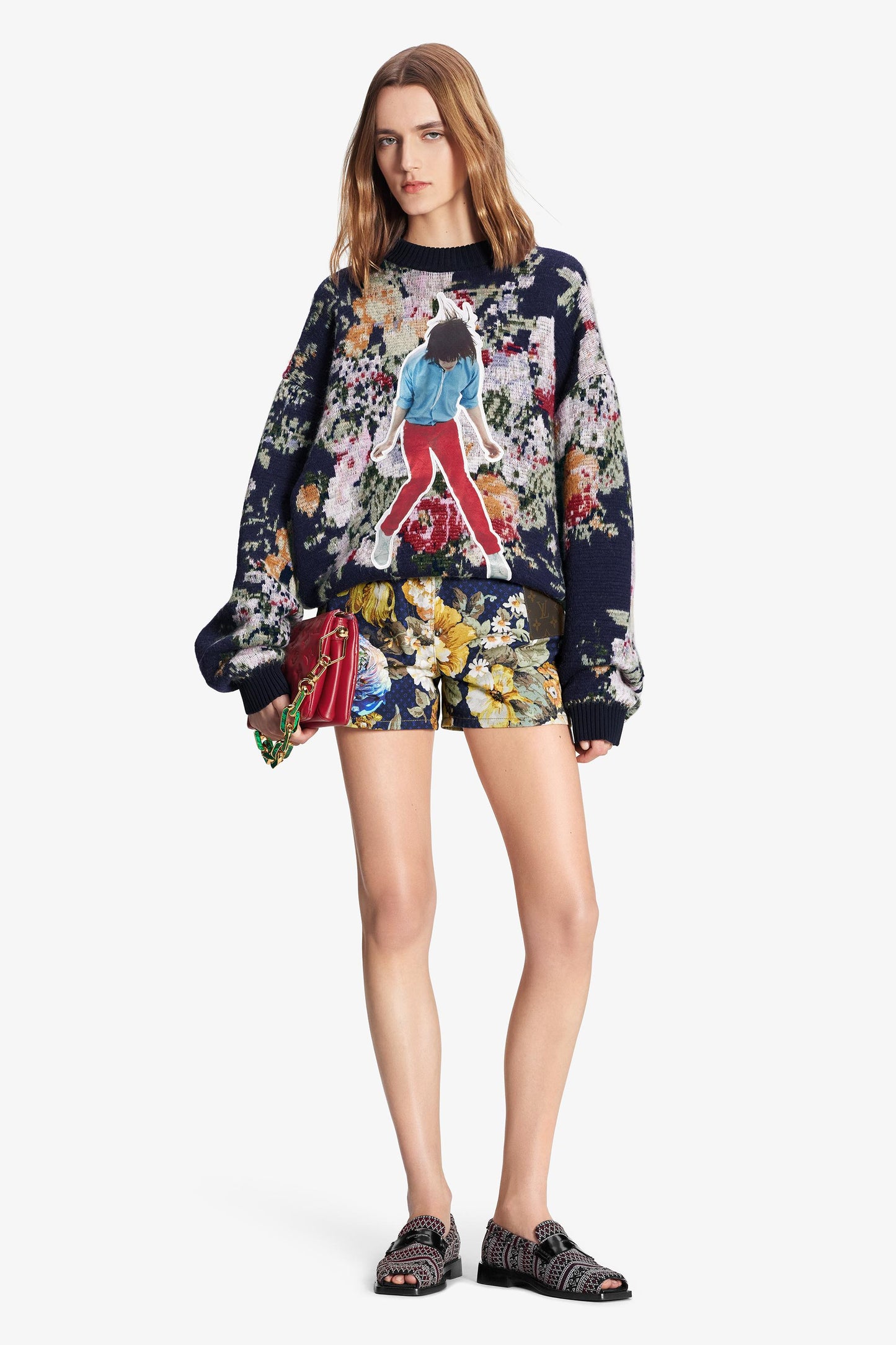 DAVID SIMS FLOWER JACQUARD SWEATER