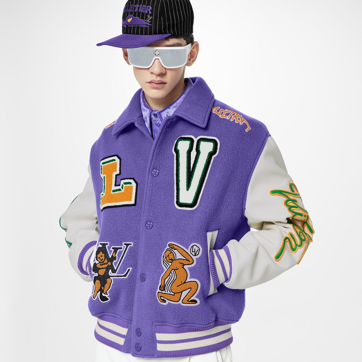 MULTI-PATCHES MIXED LEATHER VARSITY BLOUSON