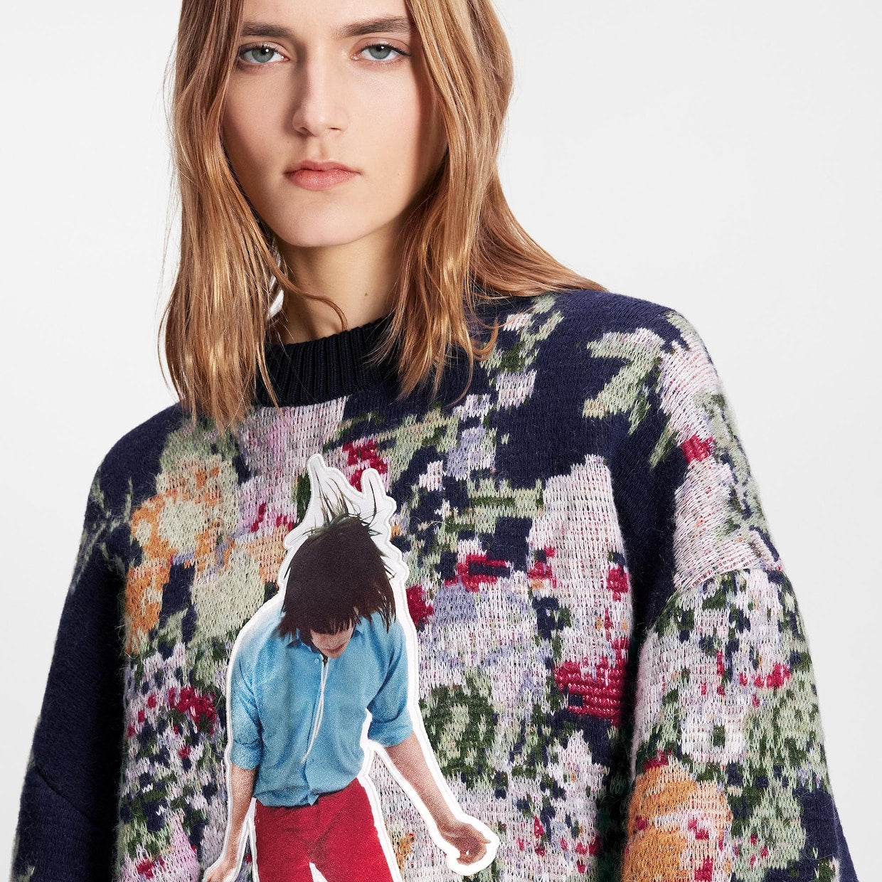 DAVID SIMS FLOWER JACQUARD SWEATER